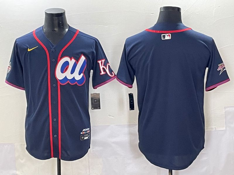 Men 2025 Kansas City Royals Blank Drak Blue All star Blank Blue Nike MLB Jersey style 1->kansas city royals->MLB Jersey